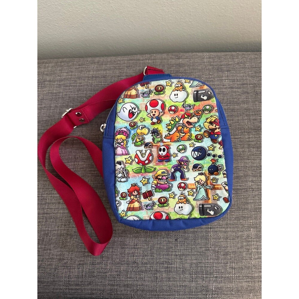 Youth Super Mario Bros All over Character Print Crossbody Bag 7”